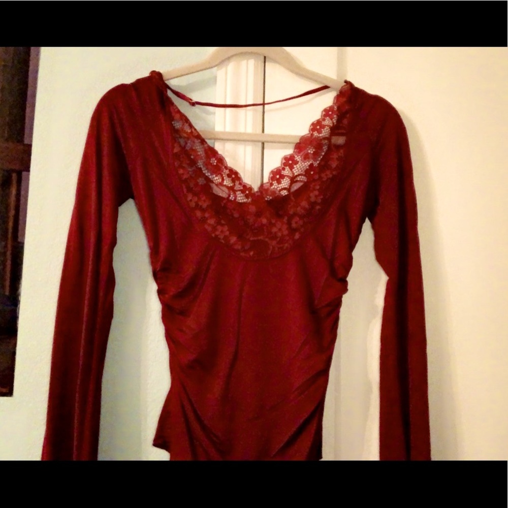 Super cute deep red blouse!